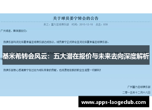 基米希转会风云：五大潜在报价与未来去向深度解析