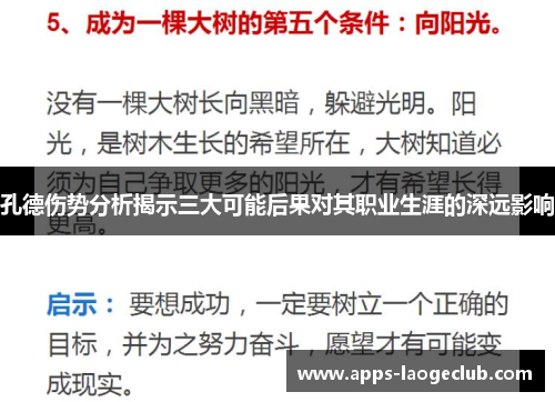 孔德伤势分析揭示三大可能后果对其职业生涯的深远影响