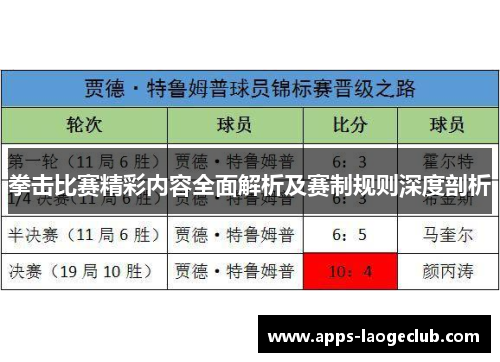 拳击比赛精彩内容全面解析及赛制规则深度剖析